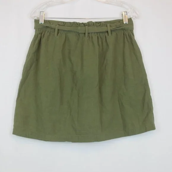 Hesperus Paper Bag Cargo Olive Green Full Button Down Skirt - Picture 2 of 5